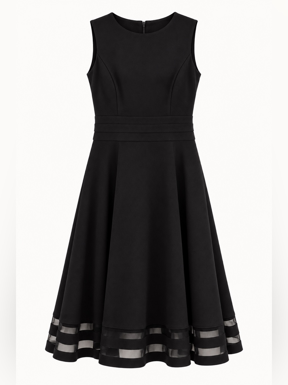Calvin Klein Black Fit & Flare Mesh Illusion Dress Size 6 LBD